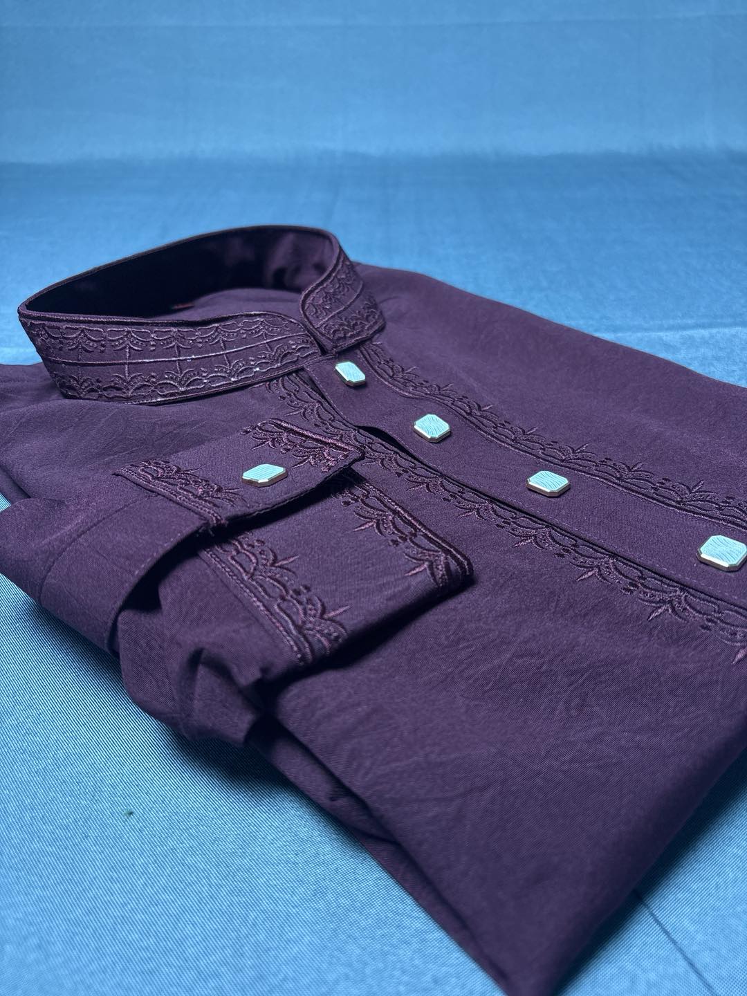 Elegant Maroon China Vangchur Stice Fabric Panjabi