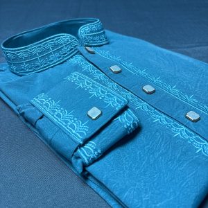 Elegant Mint Blue China Vangchur Stice Fabric Panjabi